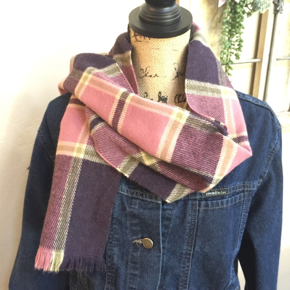 Barney’s New York Pink & Purple Plaid Scarf